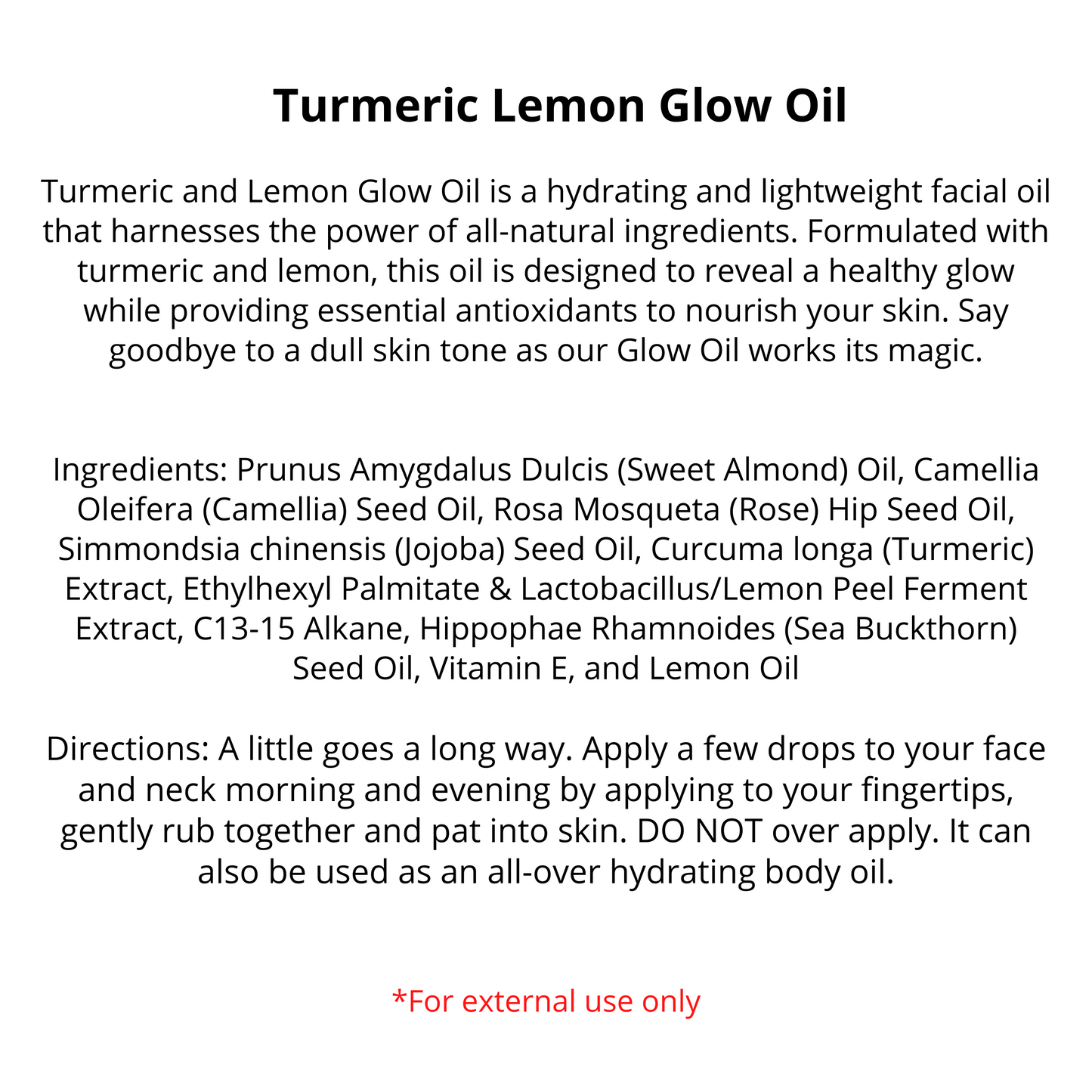 Bulk - Turmeric & Lemon Glow Oil