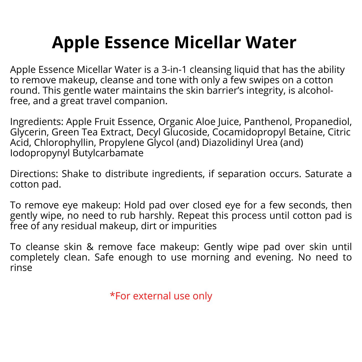 Bulk - Apple Micellar Water - You Package and Label