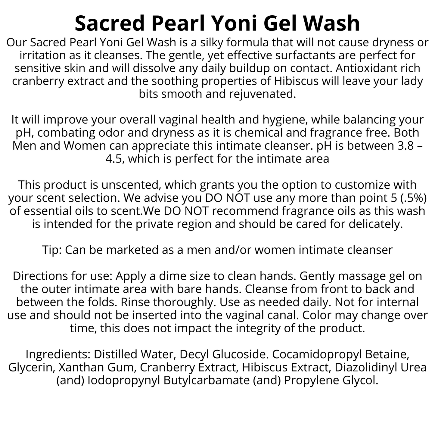 Bulk - Sacred Pearl Yoni Wash