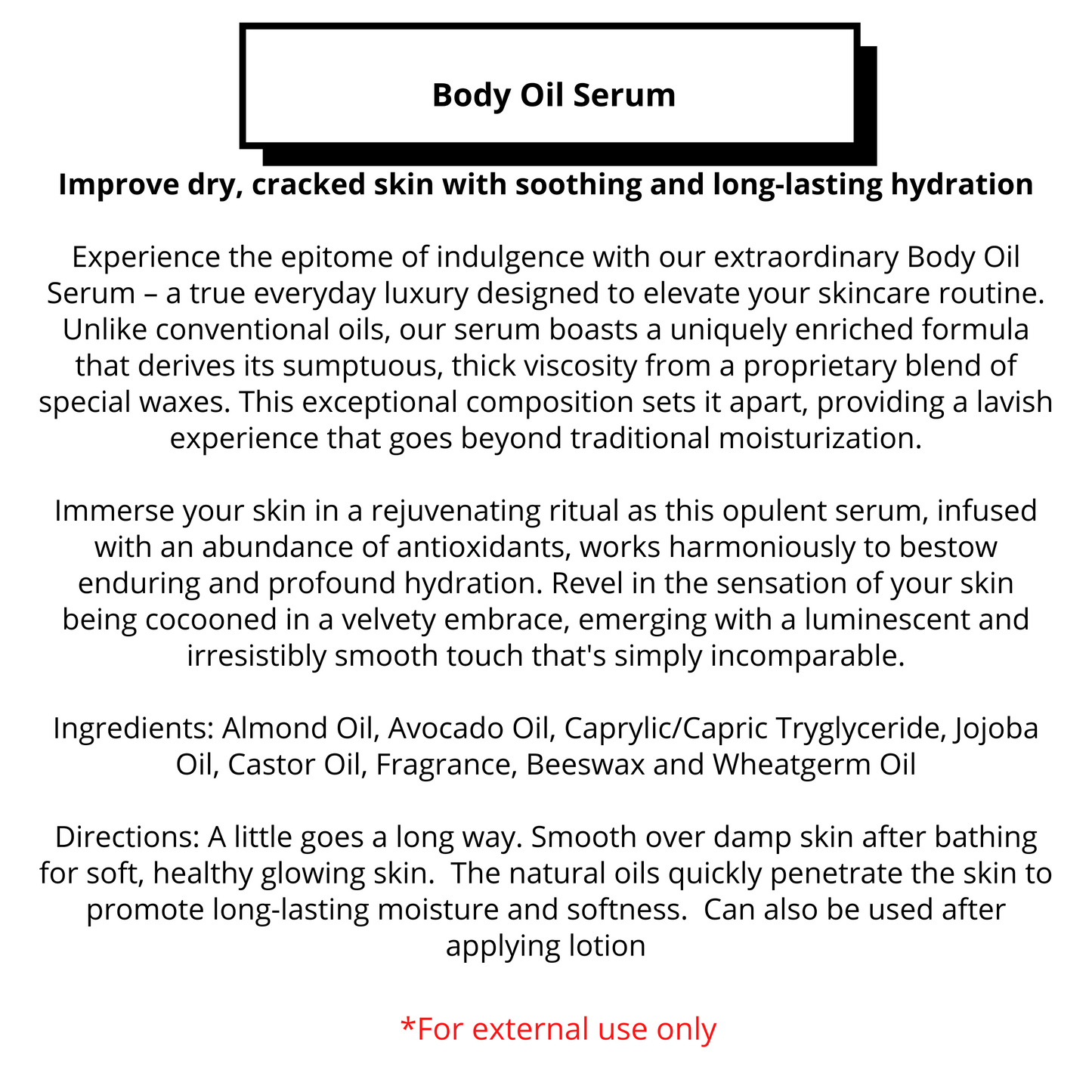 Bulk - Body Oil Serum