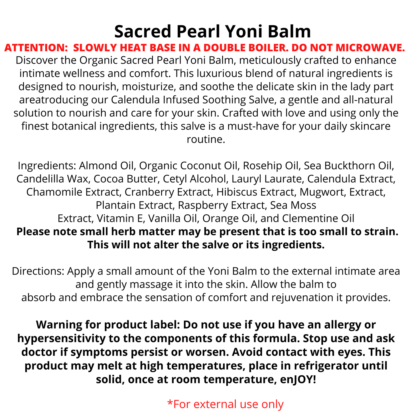 Bulk - Sacred Pearl Yoni Balm